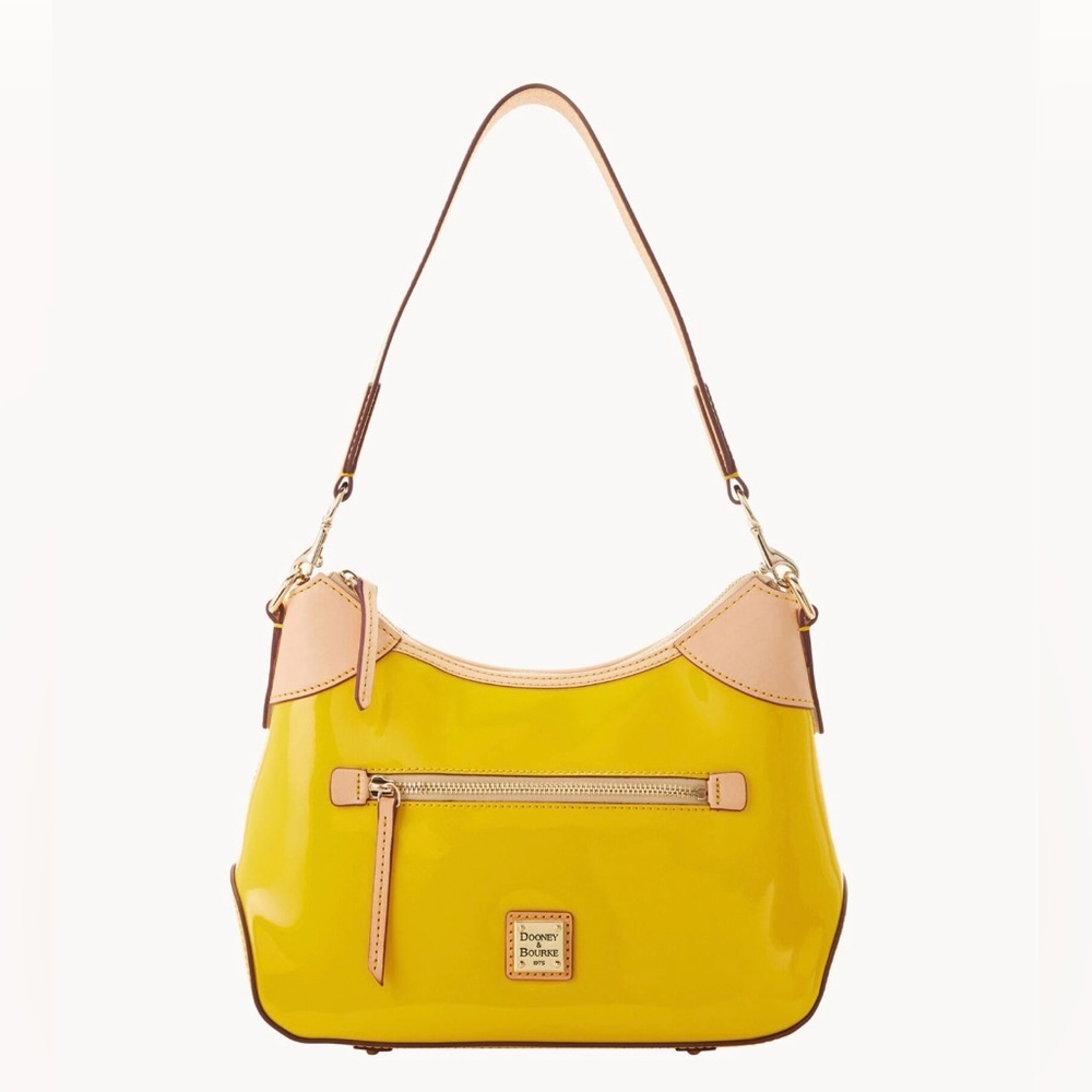 Dooney & Bourke Yellow Patent Leather Hobo Bag EUC with COA